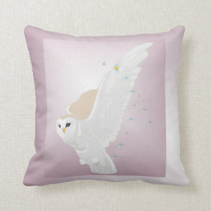 Coussin Hibou de Milou en vol sur l'arrière - plan de