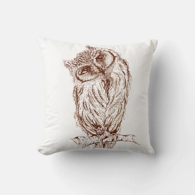 Coussin Hibou de Scops par Inkspot (Recto)