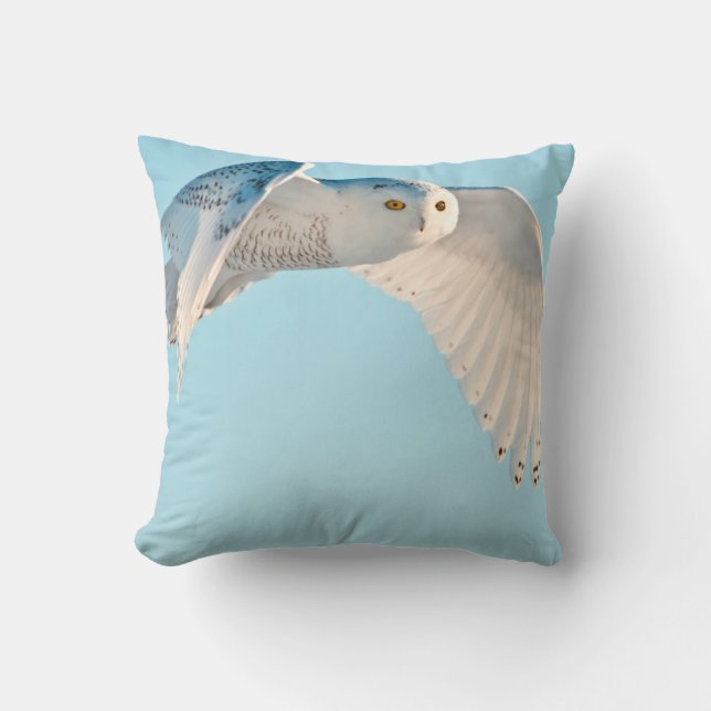Coussin Hibou des neiges en vol (Recto)