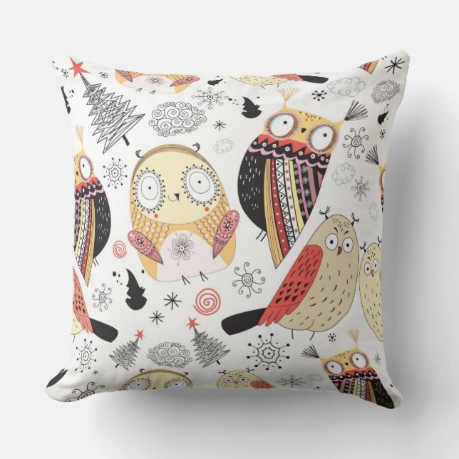 Coussin Hibou drôle de texture (Recto)