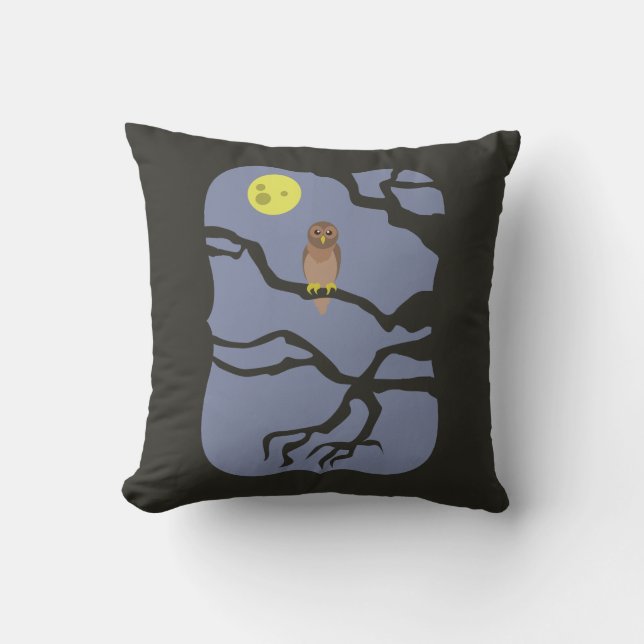 Coussin Hibou effrayant d'Halloween (Recto)