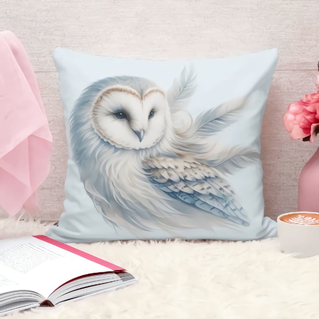 Coussin Hibou élégant à l'aquarelle (Créateur téléchargé)