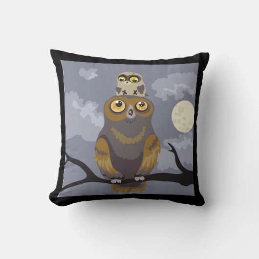 Coussin Hibou et bébé~coussin (Recto)