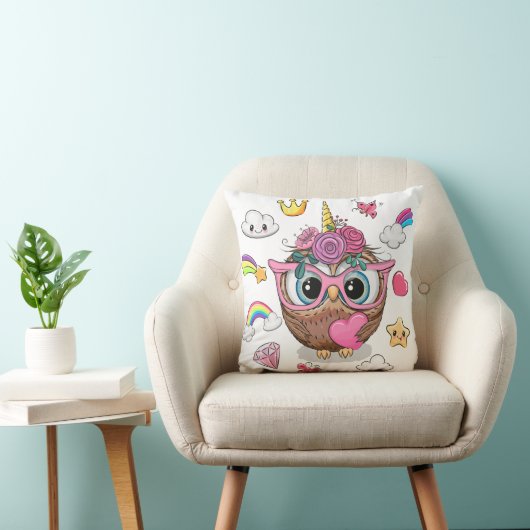Coussin Hibou licorne mignon (Chaise)