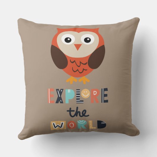 Coussin Hibou mignon explorateur (Verso)