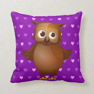Coussin Hibou mignon sur l'arrière - plan de motif de
