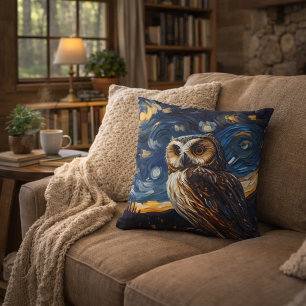 Coussin Hibou Nuit Étoilée