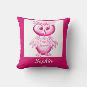 Coussin Hibou rose drôle Enfants Personnalisés