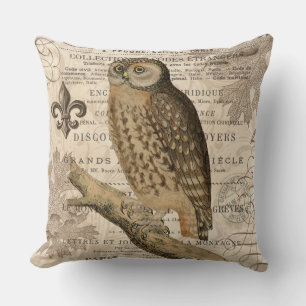 Coussin hibou vintage