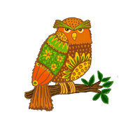 Coussin Hiboux de l'art folklorique sur les branches pour