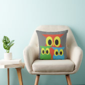 Coussin Hiboux rouges, verts et bleus (Chaise)
