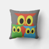 Coussin Hiboux rouges, verts et bleus (Verso)