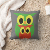 Coussin Hiboux verts et rouges (Couverture)