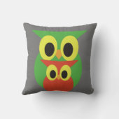 Coussin Hiboux verts et rouges (Verso)