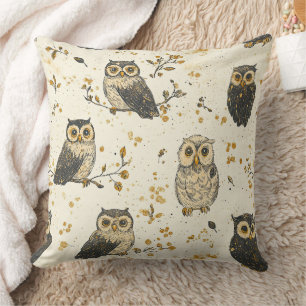 Coussin Hiboux Vintage & Motif Botanique Floral (1)