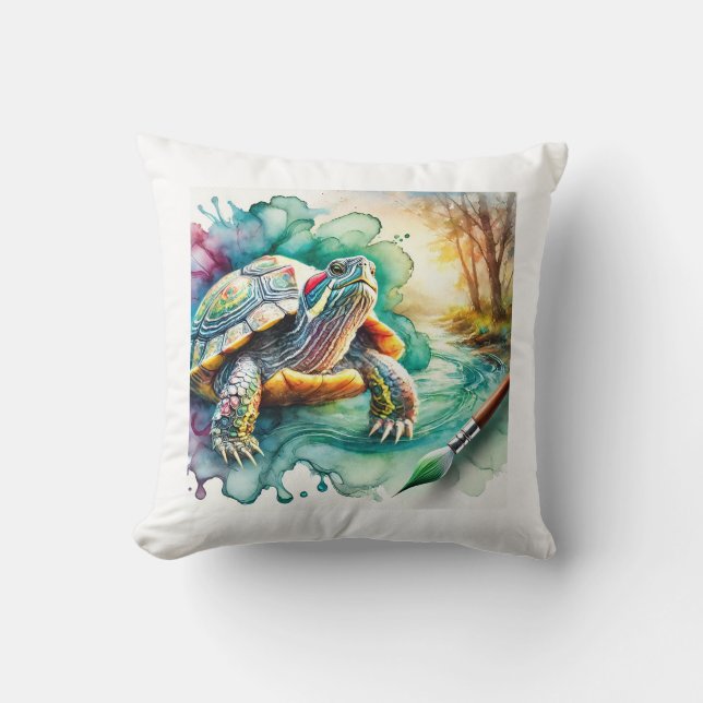 Coussin Hicotea Turtle 130924AREF109 - Watercolor (Recto)