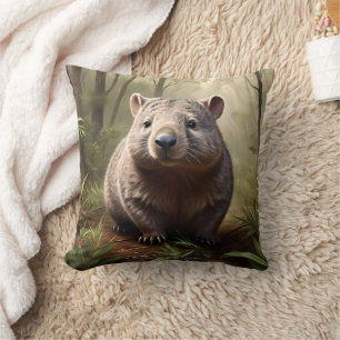 Coussin "Hidden in the Bush : An Aussie Wombat in the Wild