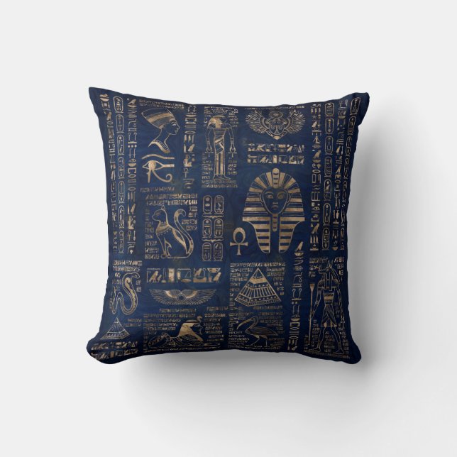 Coussin Hiéroglyphes et divinité-or égyptiens sur le (Recto)