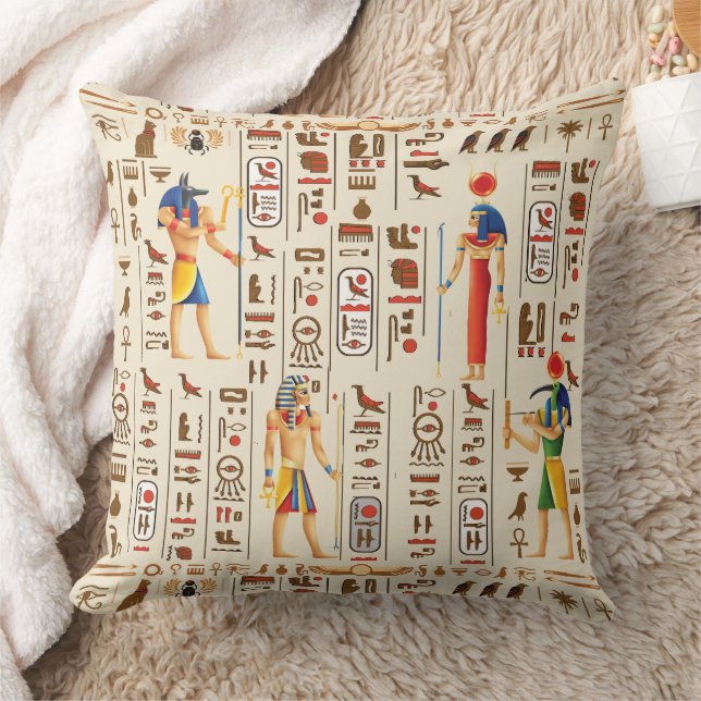 Coussin Hiéroglyphes et divinités de l'Égypte d'or sur pap (Couverture)