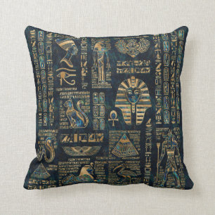 Coussin Hiéroglyphes et divinités égyptiens - ormeau et