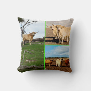 Coussin Highland Cows Photo Collage,