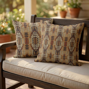 Coussin Hip Ivory Taupe Beige Brown Orange Art Motif