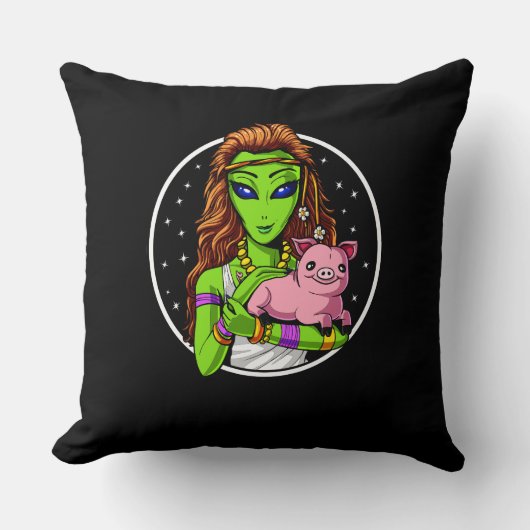 Coussin Hippie Alien Vegan Girl (Recto)