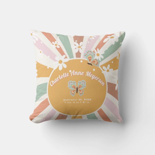 Coussin Hippie Retro les années 70 Sunshine Daisy Bébé sta (Recto)