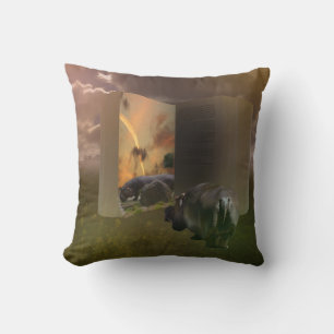 Coussin Hippo Aime Hippo Dans Le Livre D'Histoire,