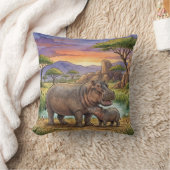 Coussin Hippo Mama And Calf Safari Animals  (Couverture)