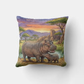 Coussin Hippo Mama And Calf Safari Animals  (Verso)
