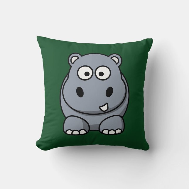 Coussin Hippo sur un Arrière - plan vert foncé (Recto)