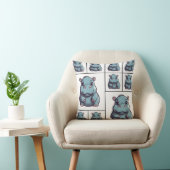 Coussin Hippopotame bleu imprimé (Chaise)