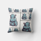 Coussin Hippopotame bleu imprimé (Verso)