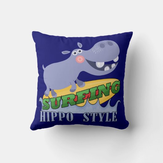 Coussin Hippopotame de surfer (Verso)