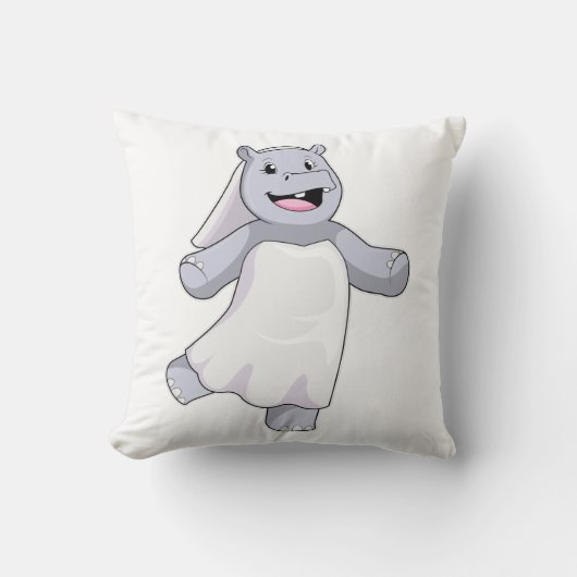 Coussin Hippopotame en mariée avec voile (Recto)