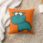 Coussin Hippopotame heureux bleu (Couverture)