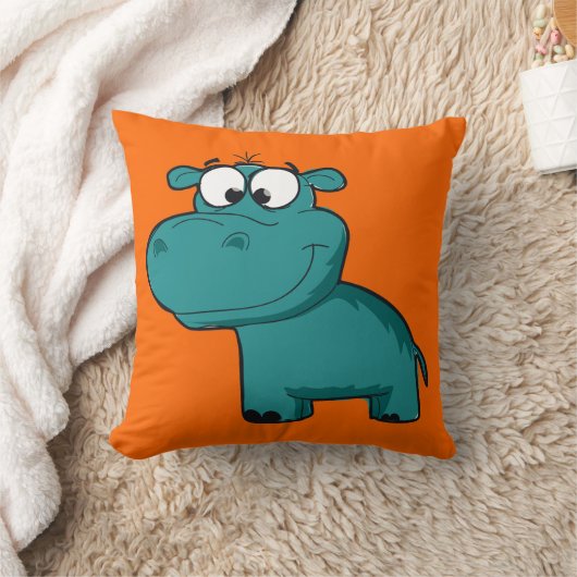 Coussin Hippopotame heureux bleu (Couverture)