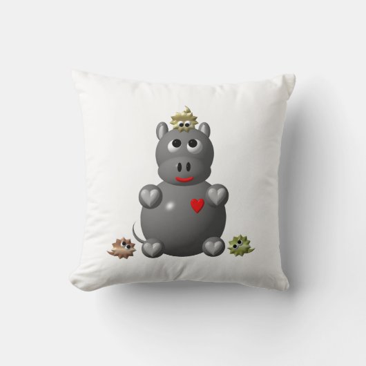 Coussin Hippopotame mignon avec des hamsters (Recto)