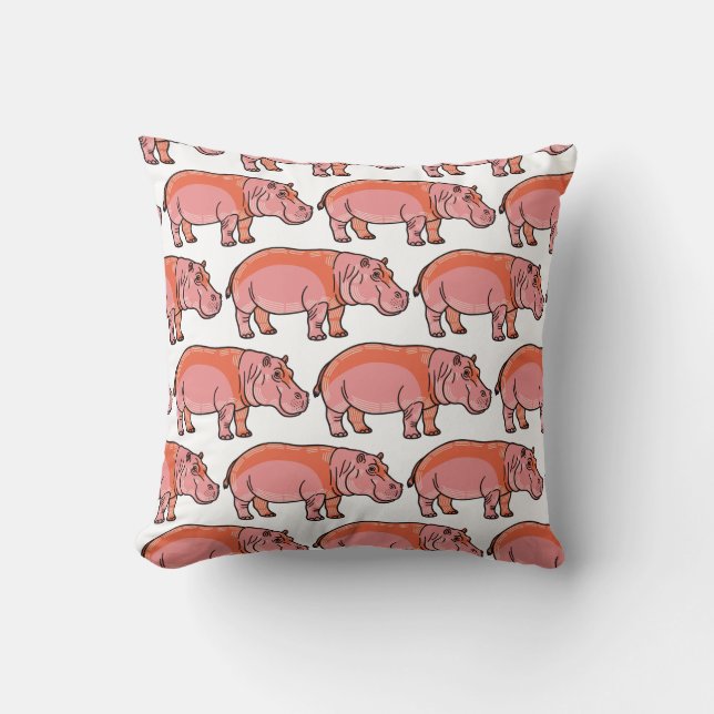 Coussin Hippopotame Rose  (Recto)