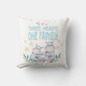 Coussin Hippopotames mignons Trois Coeurs Une Famille Nouv (Recto)