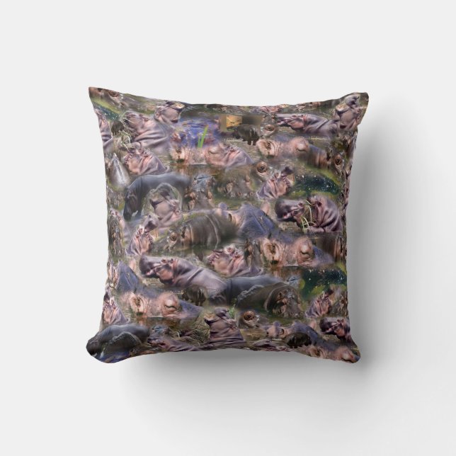 Coussin Hippopotamus Collarge De Photos, (Recto)