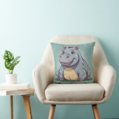 Coussin Hippopotamus Funny Kawaii Blue Print (Chaise)