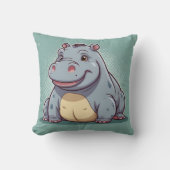 Coussin Hippopotamus Funny Kawaii Blue Print (Recto)