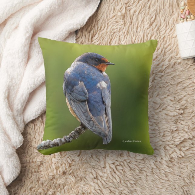Coussin Hirondelle de grange sur une branche (Couverture)
