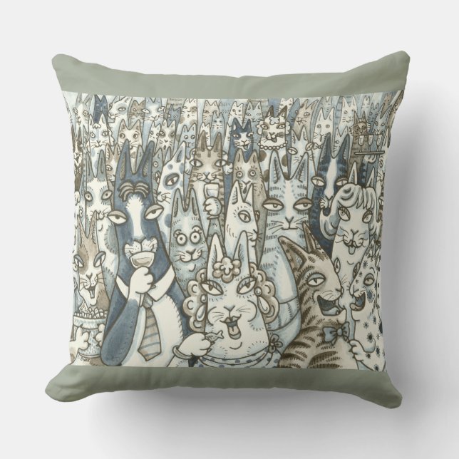 Coussin Hiss N'Fitz CAT PARTY THROW PILLOW Coton (Recto)