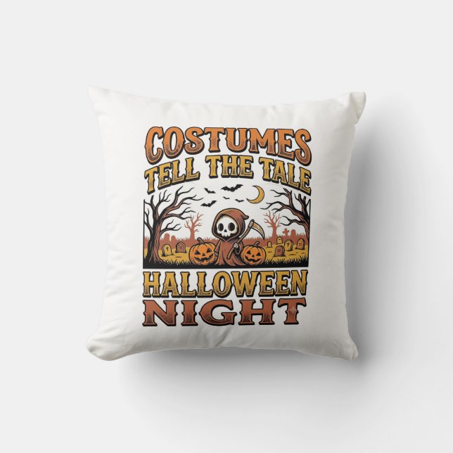 Coussin Histoire de costume d'Halloween Typographie de cim (Recto)
