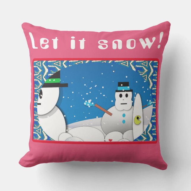 Coussin Hiver Blizzard Storm Le plaisir de Snowman (Recto)