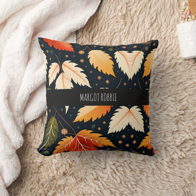 Coussin Hiver chute feuille Orange Retro Motif (Couverture)