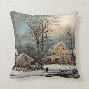 Coussin Hiver dans le pays, un matin froid
